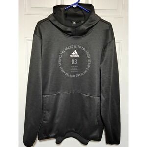 Adidas Climawarm Logo Long Sleeve Black Hoodie‎ Athletic Size L Kangaroo Pocket